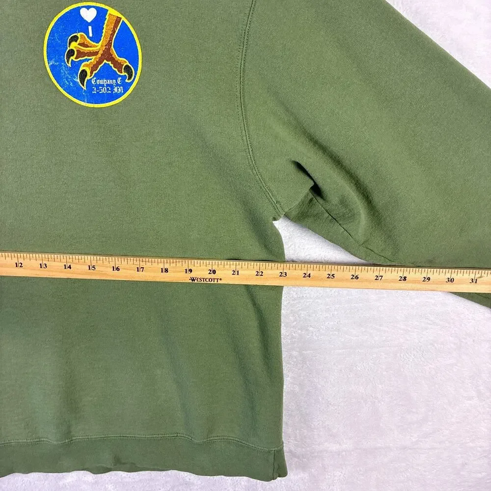 VTG Charger Company Sweatshirt Men L Green 502nd Infantry 2nd Battalion Army